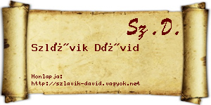 Szlávik Dávid névjegykártya