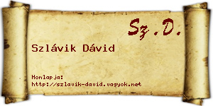 Szlávik Dávid névjegykártya